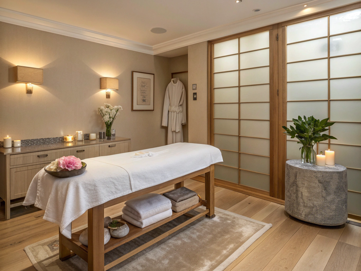Candle-lit treatment room sanctuary